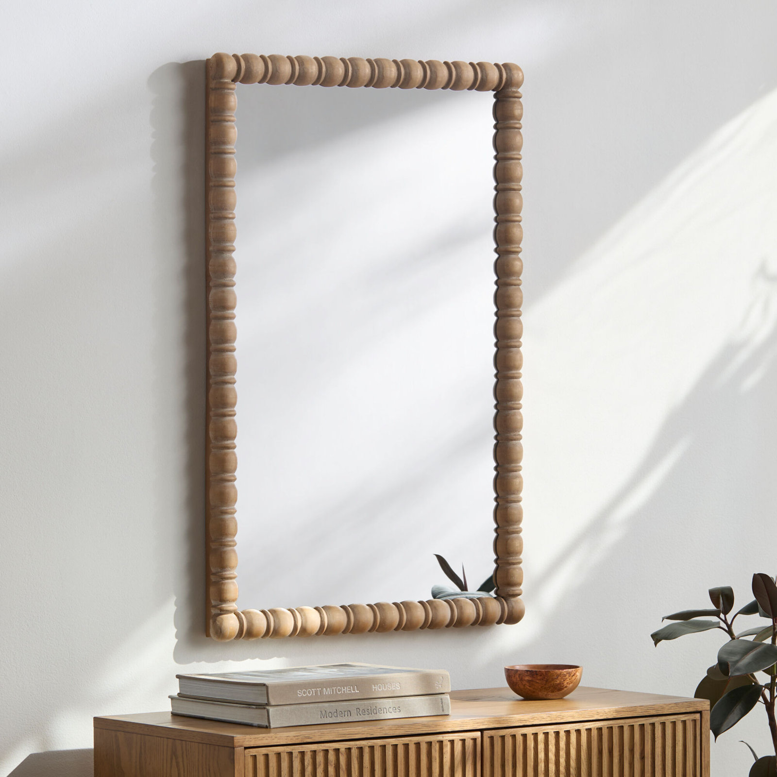 Karling Blair Pine Accent Mirror, Antique Brown, 37" x 24"
