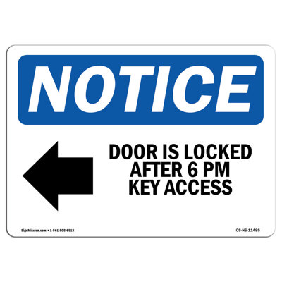 Door Is Locked After 6 Pm Key Sign with Symbol