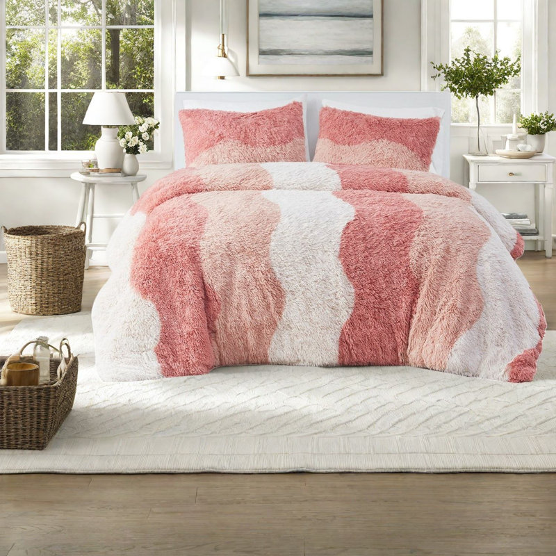 Ensembles de literie douillets en fausse fourrure ombrée, polyester hypoallergénique, décor de chambre à coucher moderne