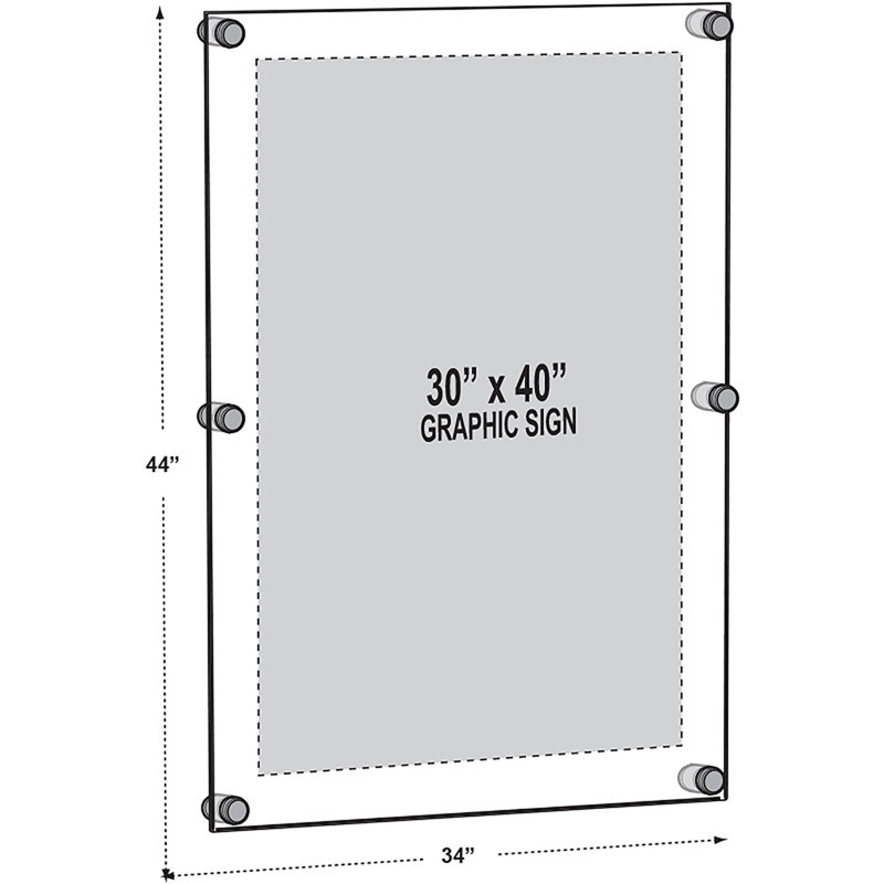 Gold Acrylic Floating Wall Frame with Standoff Caps, 30" x 40"
