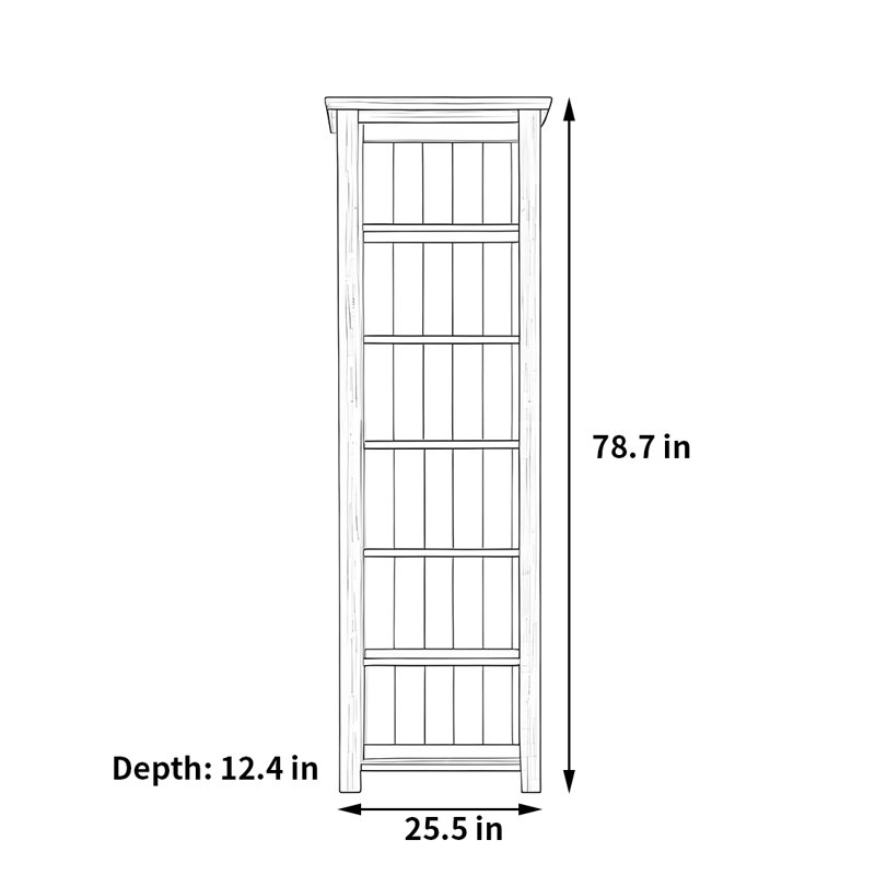 Bibliothèque rétro et classique, (6 tablettes) H 78,7 po x l 25,5 po x P 12,4 po