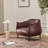 Arloh 33" Wide Faux Leather Barrel Chair with Pleated Backrest Metal Legs-1971742189