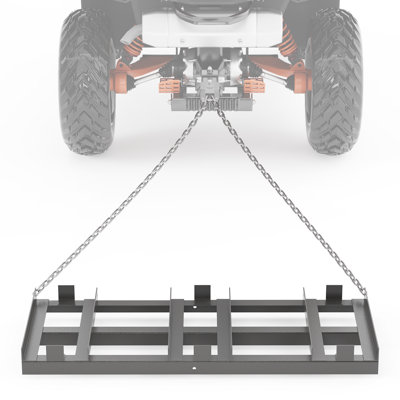 Heavy Duty 6FT Drag Harrow Driveway Grader with 6FT Chain, Tow-Behind Landscape Rake for ATV, Grey, 72*20 inches