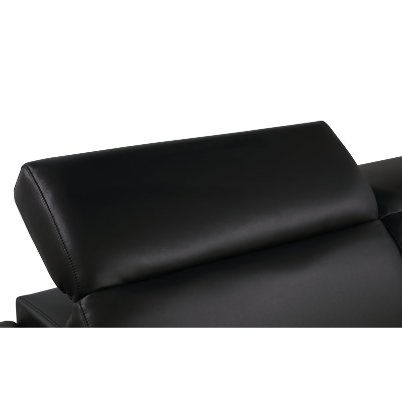 Charliee 2 Piece Genuine Leather Sofa Set, Black