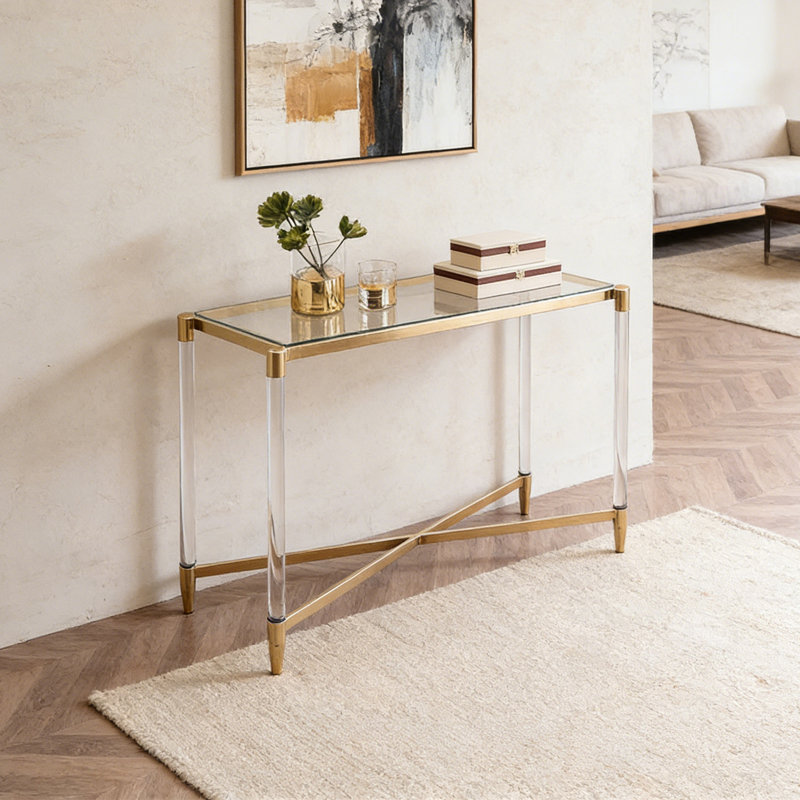 Console simple et transparente en acrylique, H 31,5 po x l 31,5 po x P 17,8 po
