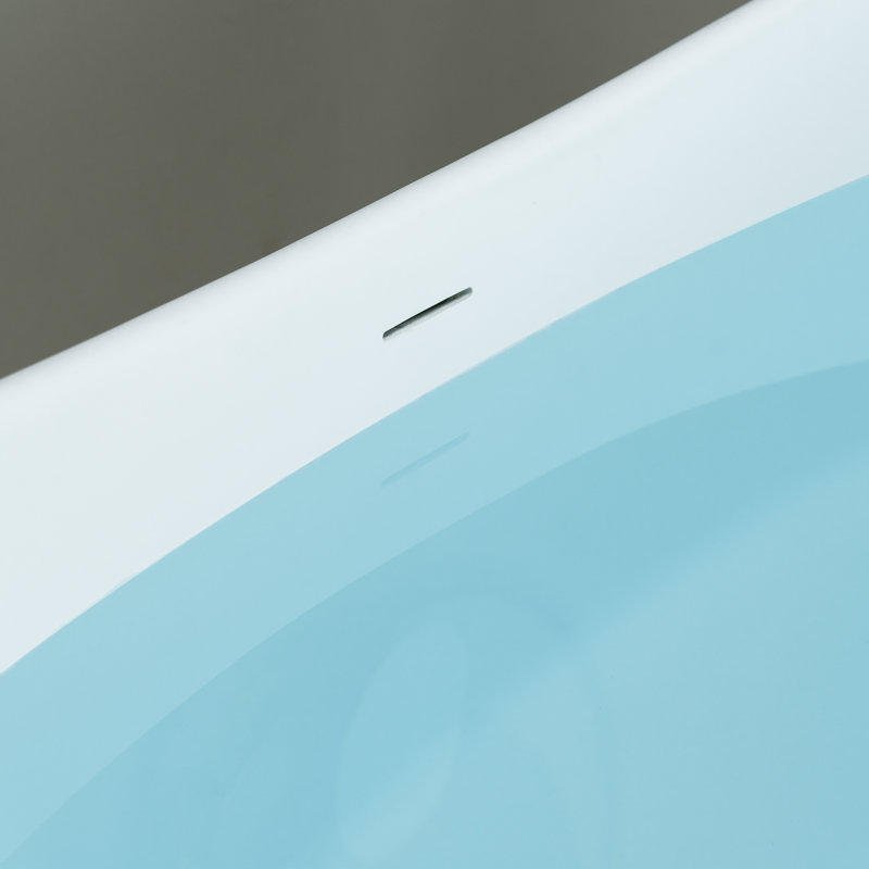 59" Freestanding Soaking Solid Surface Stone Resin Double Slipper Bathtub with Integrated Overflow and Pop-up Drain