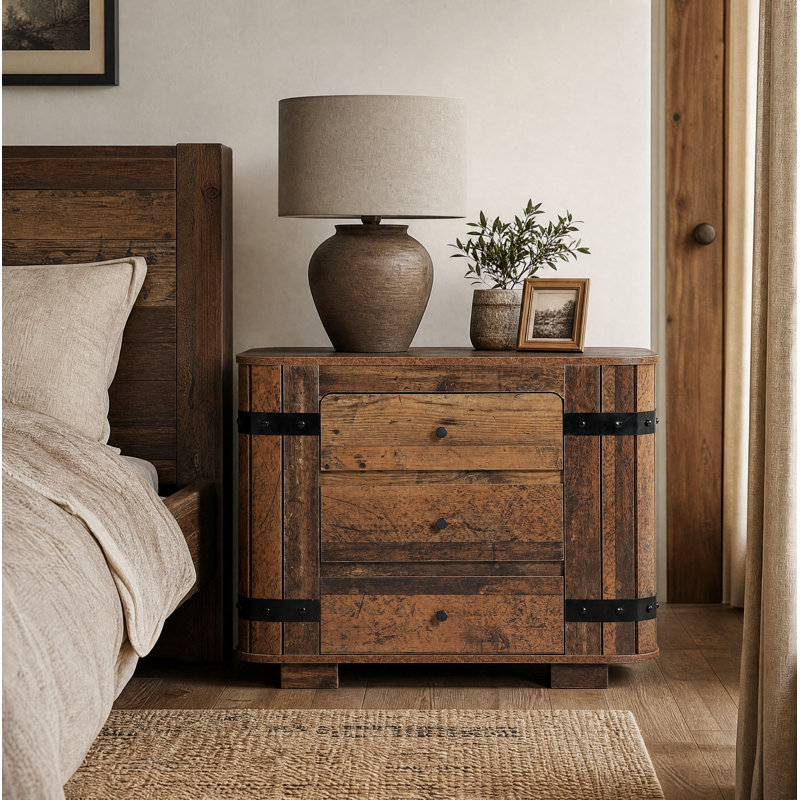 35.4'' W Particle Board / Chipboard Nightstand