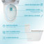 Toilette monobloc en céramique pour la salle de bain, 12 pouces, 1,24 / 1,43 GPF, double chasse avec siège à fermeture en douceur, double chasse puissante CARTE 800G