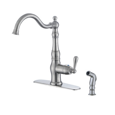 Kree Signature Series Single Handle Kitchen Faucet with Side-Sprayer - Brushed Nickel