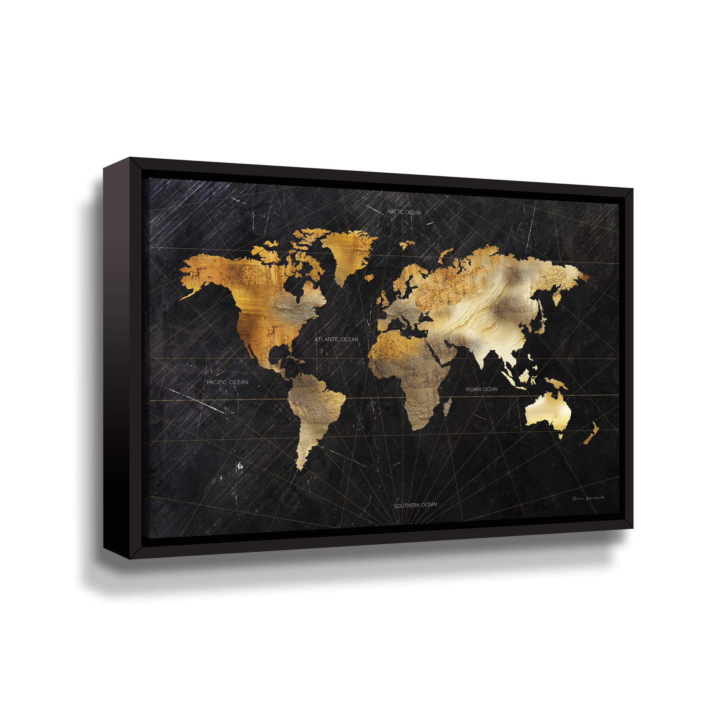 Breakwater Bay Dramatic World Map - Graphic Art on Canvas & Reviews ...