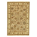 Hand Knotted Wool Oriental Area Rug in Beige And Ivory