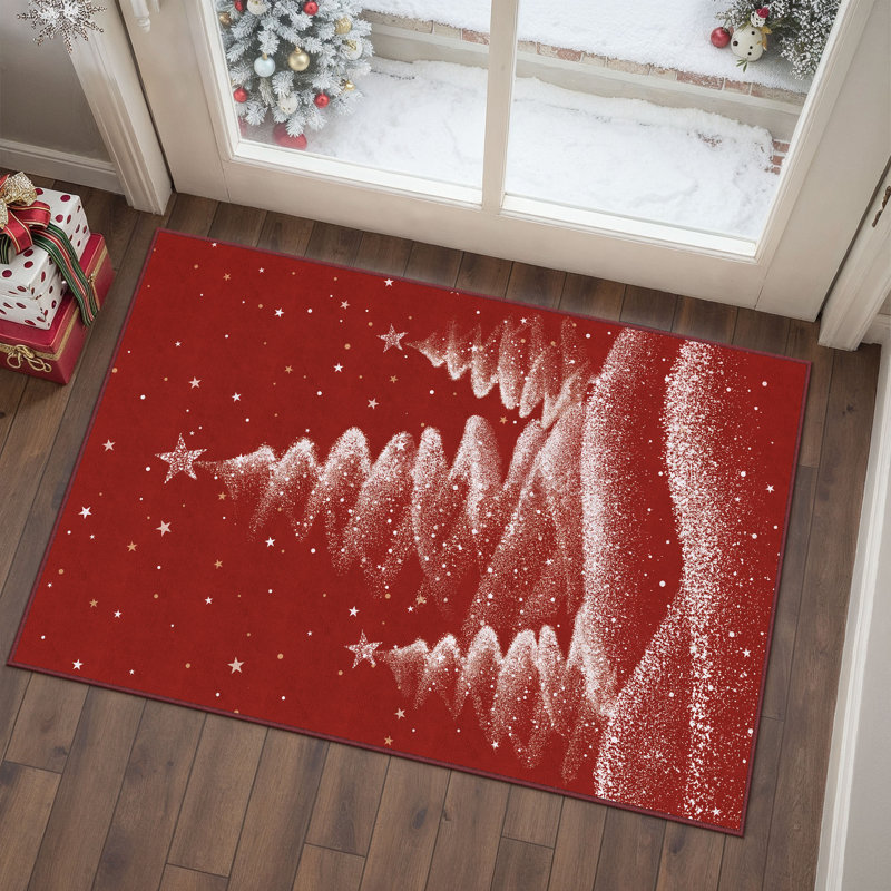 Tapis lavable avec tapis antidérapant Loly Christmas, Rectangulaire 2 pi x 3 pi