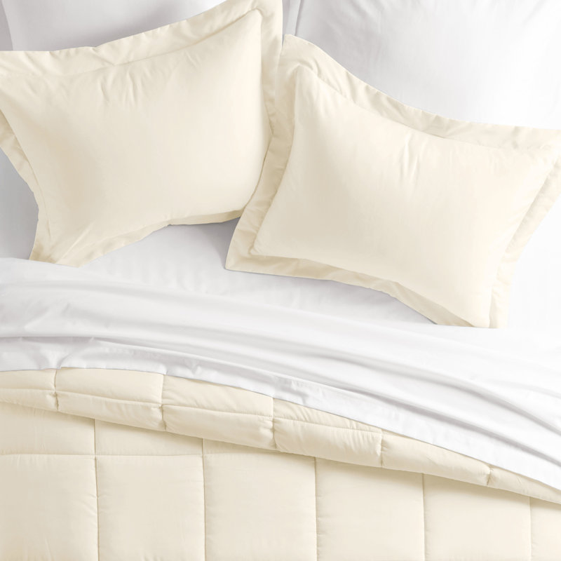 Ivory Double-Brushed Microfiber 8-Piece Full Bedding Set