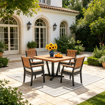 Eastlake 41.6'' Square HDPE Patio Dining Set, 5-Piece Outdoor Furniture with Armchairs & Aluminum Legs
