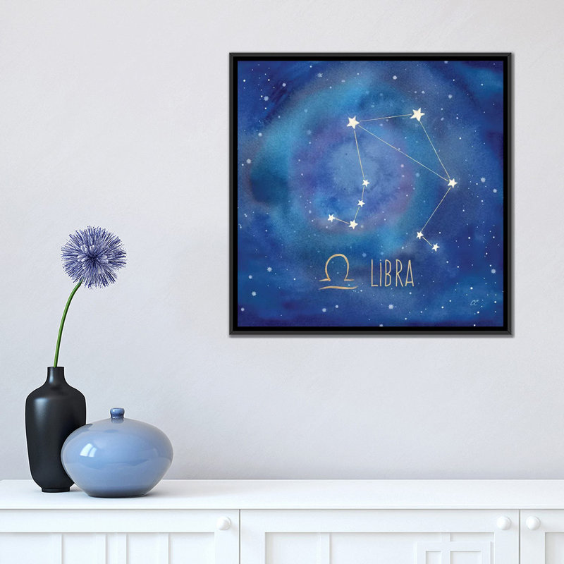 « star sign libra », impression sur toile, H 18 po x l 18 po x P 1,5 po, Toile avec cadre noir