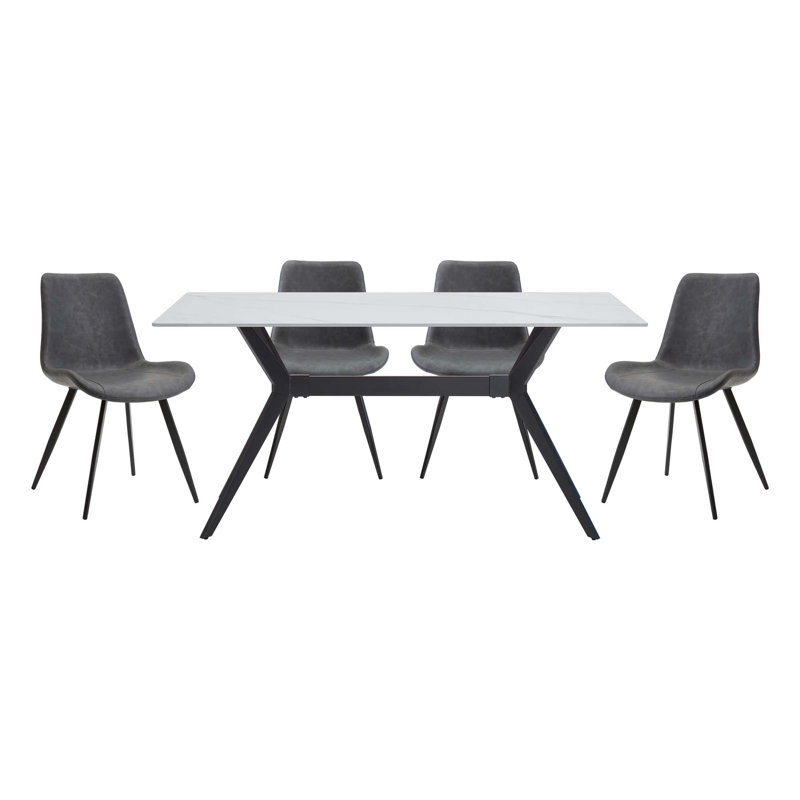 Ensemble de table de salle à manger moderne 5 pièces avec 4 chaises rembourrées, 5