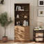 Bibliothèque de 78 po de hauteur avec tiroirs, bibliothèque et bibliothèque avec tablettes ouvertes à 3 niveaux, armoire de rangement haute pour bureau personnel-374808130