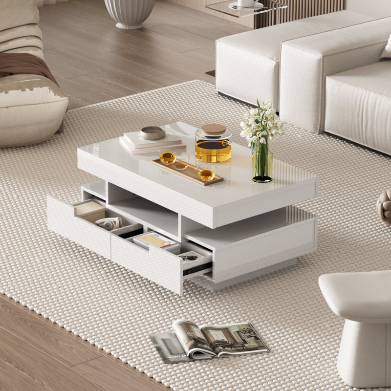 Coffee Table with Storage, White
