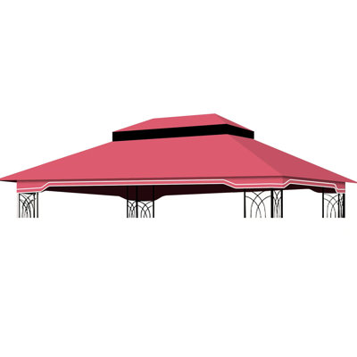 10X12 Ft Outdoor Patio Gazebo Replacement Cover - Red. Protected . Water-Repellent & Developing. Double Tier Roof With Drain Holes And Barrier. Suits 10X10 Red Top Replacement. Shielding. Water-