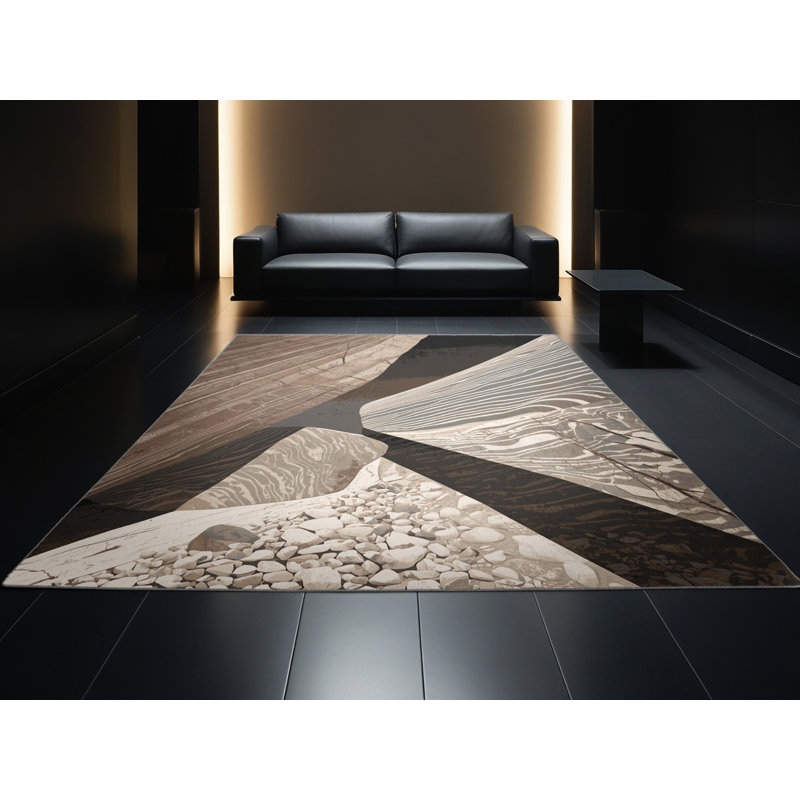 Tapis gris pierre Pavla lavable à la machine - Reliure grise, 6 X 9