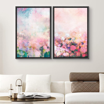 Signe, reproduction d'art sur toile encadrée, arc-en-ciel, fantaisie, fleur pastel, jardin, formes abstraites, illustrations, minimalisme, décoration, zen, coloré, pour le salon, la chambre à coucher, le bureau