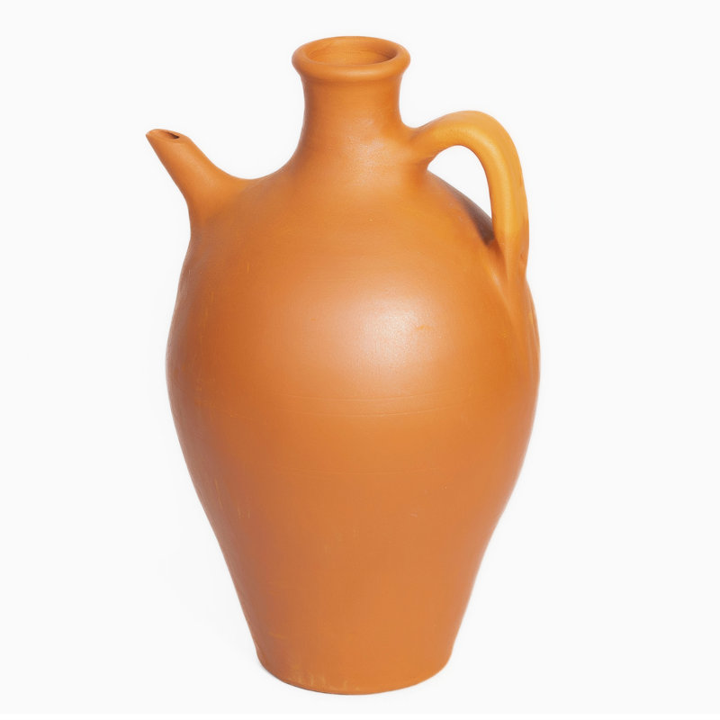 Large Terracotta Clay Pitcher with Spout, 4.8 Quarts