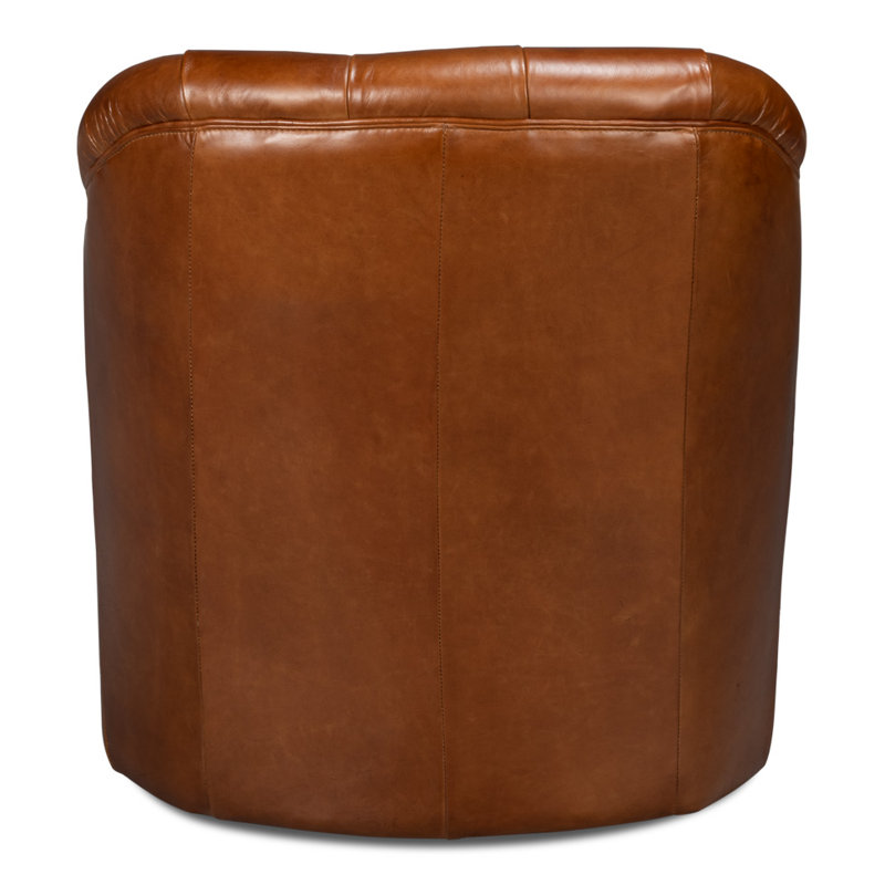 Coolidge Swivel Club Chair, Havana Brown Genuine Leather