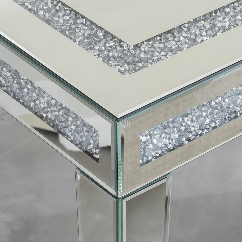 Table de salle à manger rectangulaire en verre à miroir 59 po