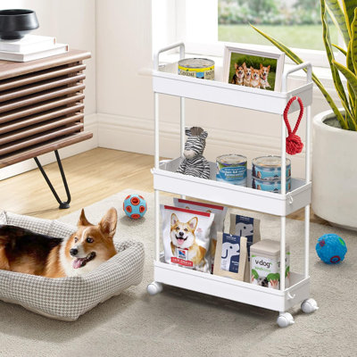 Slim Rolling Storage Cart With Wheels 3-Tier Space-Saving Organizer For Bathroom Laundry Room Kitchen Office Narrow Spaces