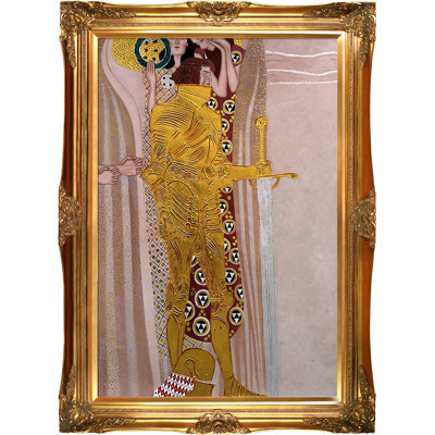 Beethoven Frieze The Well-Armed Strong Compassion and Ambition 1902 Metallic Embelli par Gustav Klimt - peinture sur toile encadrée