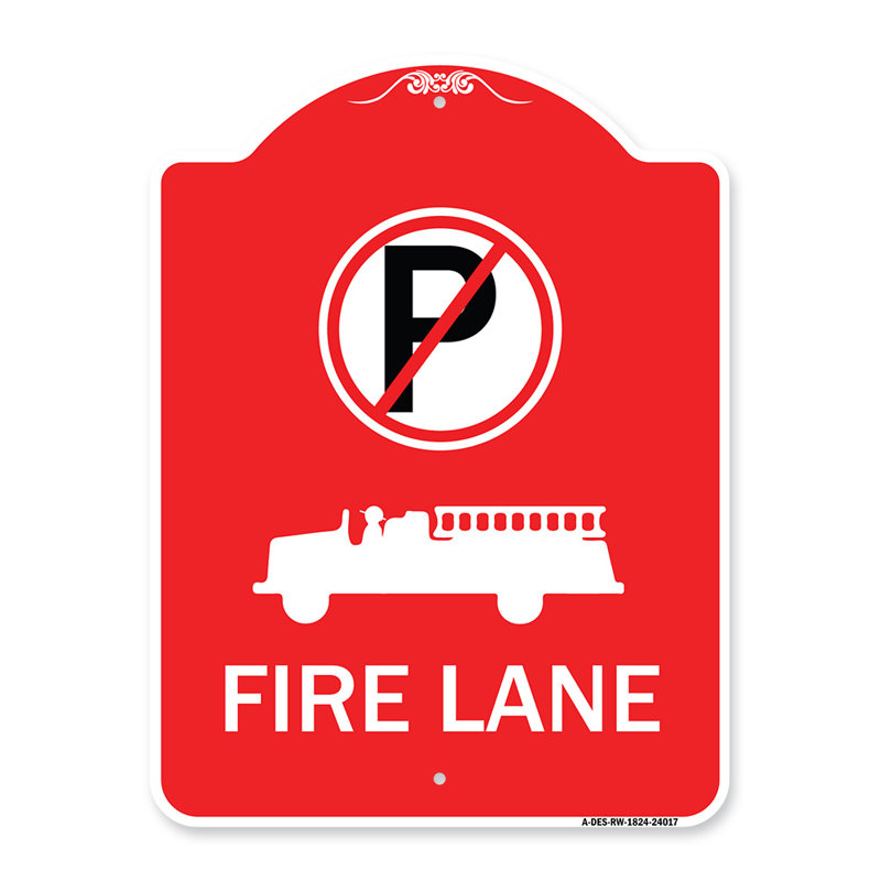 Enseigne Signmission Designer Series - allée de feu 250 $ (sans symbole de stationnement) / 24022, H 24 po x l 18 po x p 1 po