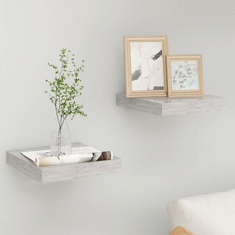 Wall Shelf Floating Shelf Wall Mounted Display Shelf for Photo Frame, Concrete Gray, 1.5" H x 23.6" W x 9.3" D