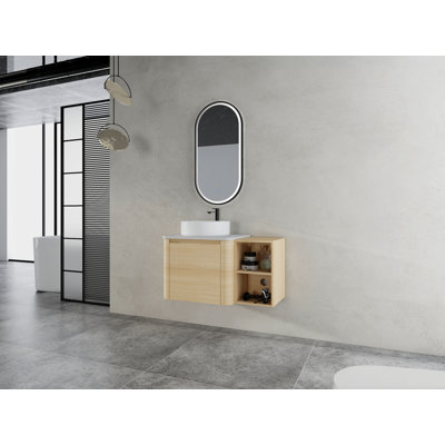 Meuble-lavabo de salle de bain - Contreplaqué 35,44 po - 1 pièce - Chêne blanc américain