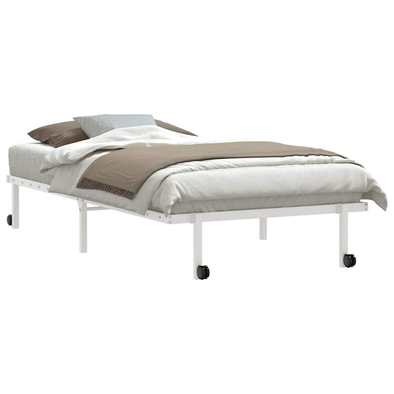 Bed Frame Without Mattress Foldable Steel, 104.5 x 222cm, White