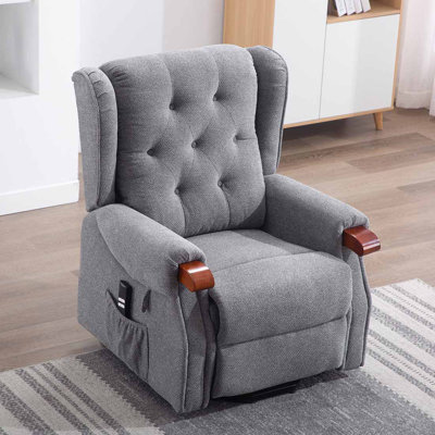 Avalon 83cm Wide Lift Assist Dual Motor Fabric Wing Chair Recliner Chair