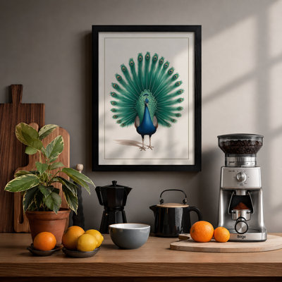 Peacock in Profile Botanical - Framed Print