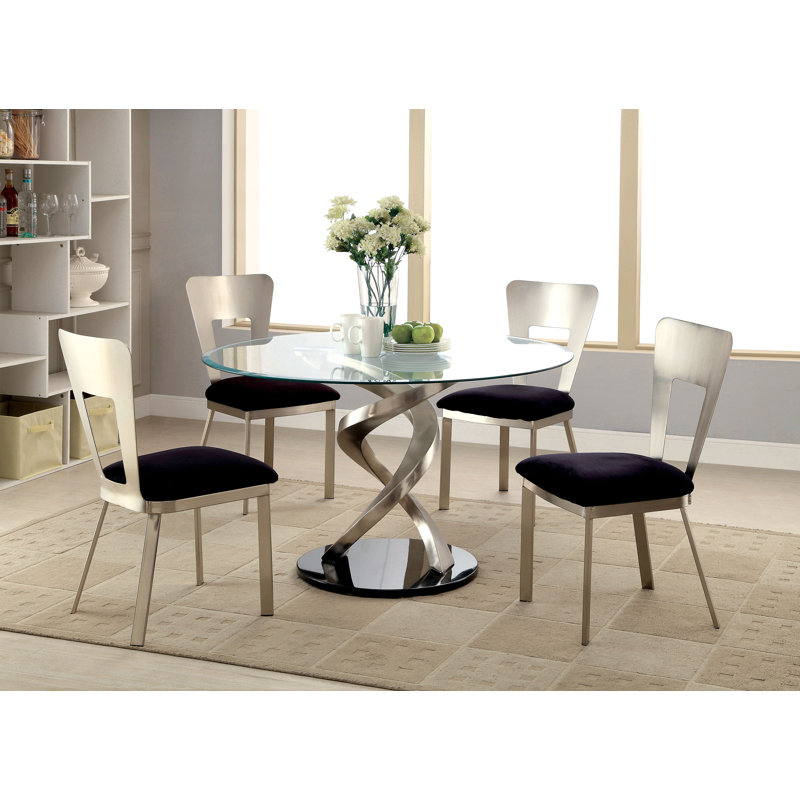 Bagdai 4 - Person Glass Top Pedestal Dining Set