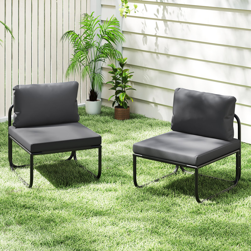 Ensemble de 2 chaises de patio avec coussins amovibles