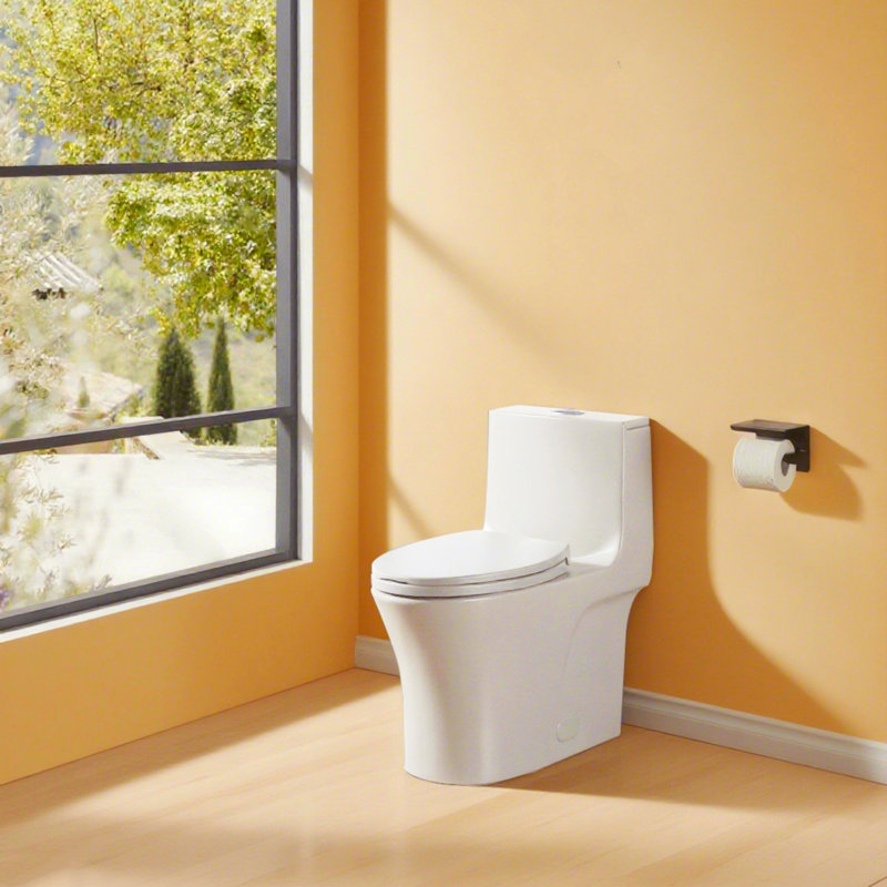 Toilette intégrée au sol à double chasse 1,1 / 1,60 GPF, économiseur d'eau, longue et confortable, blanc brillant