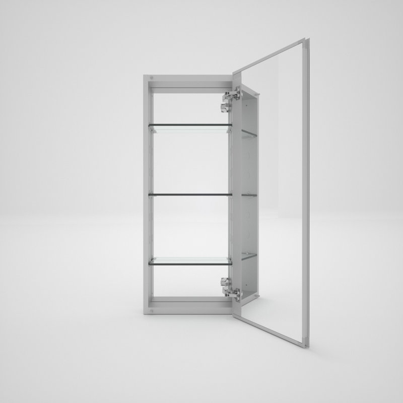 Keen Armoire à pharmacie rectangulaire en aluminium encastré ou à fixation en surface avec miroir argenté l 15 po x H 36 po Keen
