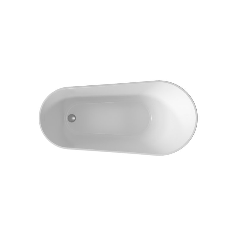 59" x 29.5" Freestanding Soaking Acrylic Bathtub,Slipper Shape