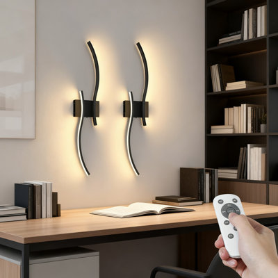 Ensemble de 2 appliques murales rechargeables sans fil à pile avec télécommande, à intensité variable 3CCT, pour l'intérieur