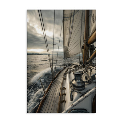 Sailing Boat Wake Waves Canvas Wall Art by LSR Design Studio bp-488_CN