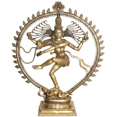 72 Inch Brass Lord Nataraja Statue Traditional Indian Dancing Shiva Sculpture for Living Room Temple or Entryway Décor