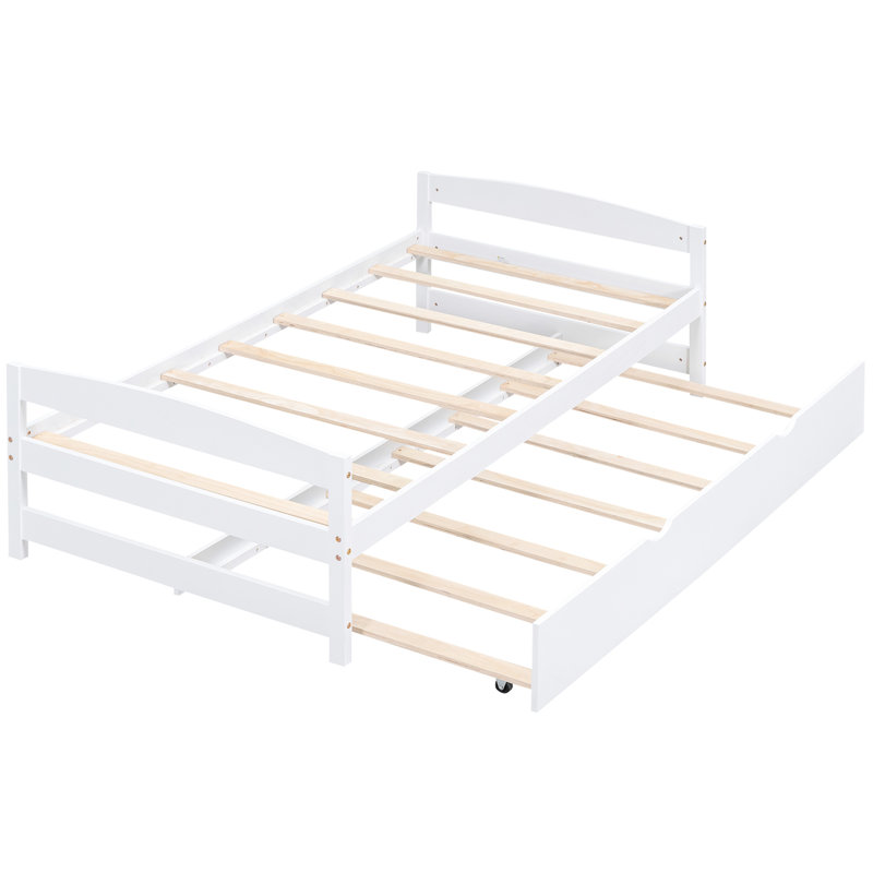 Lit plateforme simple avec lit gigogne blanc - lit portatif longue durée