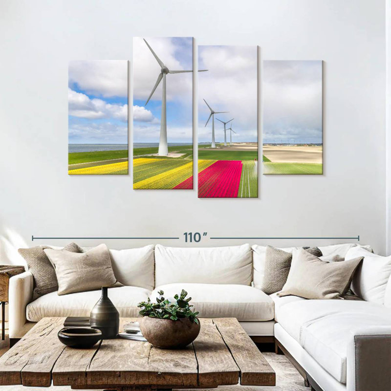 Lilie Wind Turbines And Tulip Fields, 54" H x 84" W