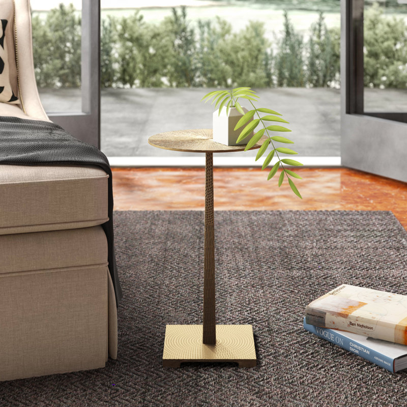 Otelia End Table, Vintage Brass