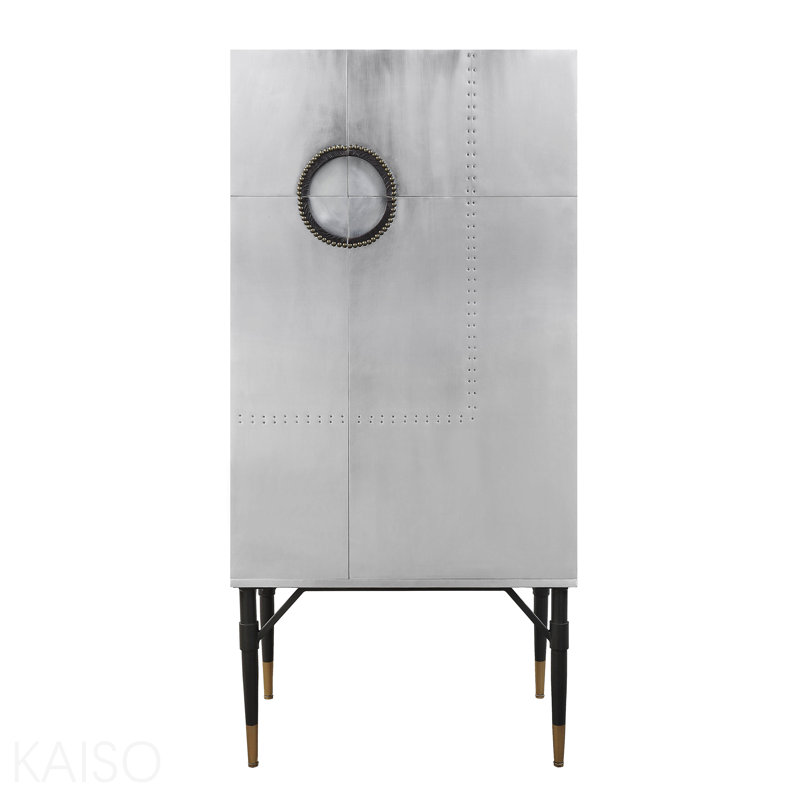 Armoire à vin en cuir et aluminium
