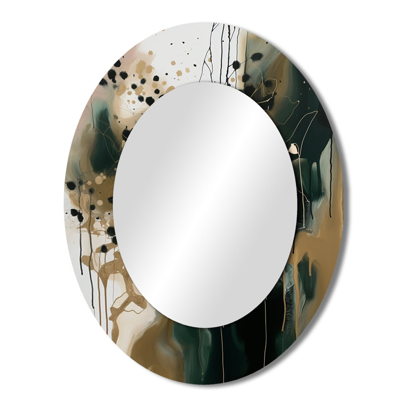 Black Abstracted Realities - Miroir mural moderne ovale, 43 po x 33 po