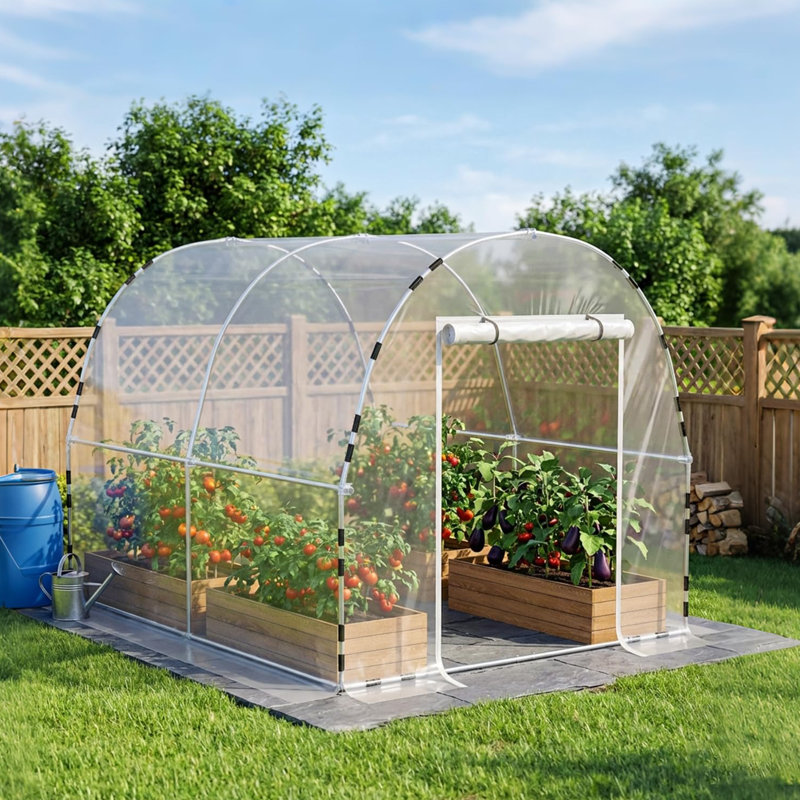 Walk-in Tunnel Greenhouse, Equipped With Galvanized Steel Frames And A Pe Cover, 7.9' W x 9.8' D